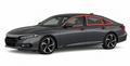 2018-2022 Honda Accord with driver-side front door glass, driver-side rear door glass, and back windshield outlined in neon red showing precut tint kit coverage