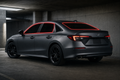 2022-2026 Honda Civic with front door, rear door, and rear glass windows outlined in neon red showing precut tint kit coverage