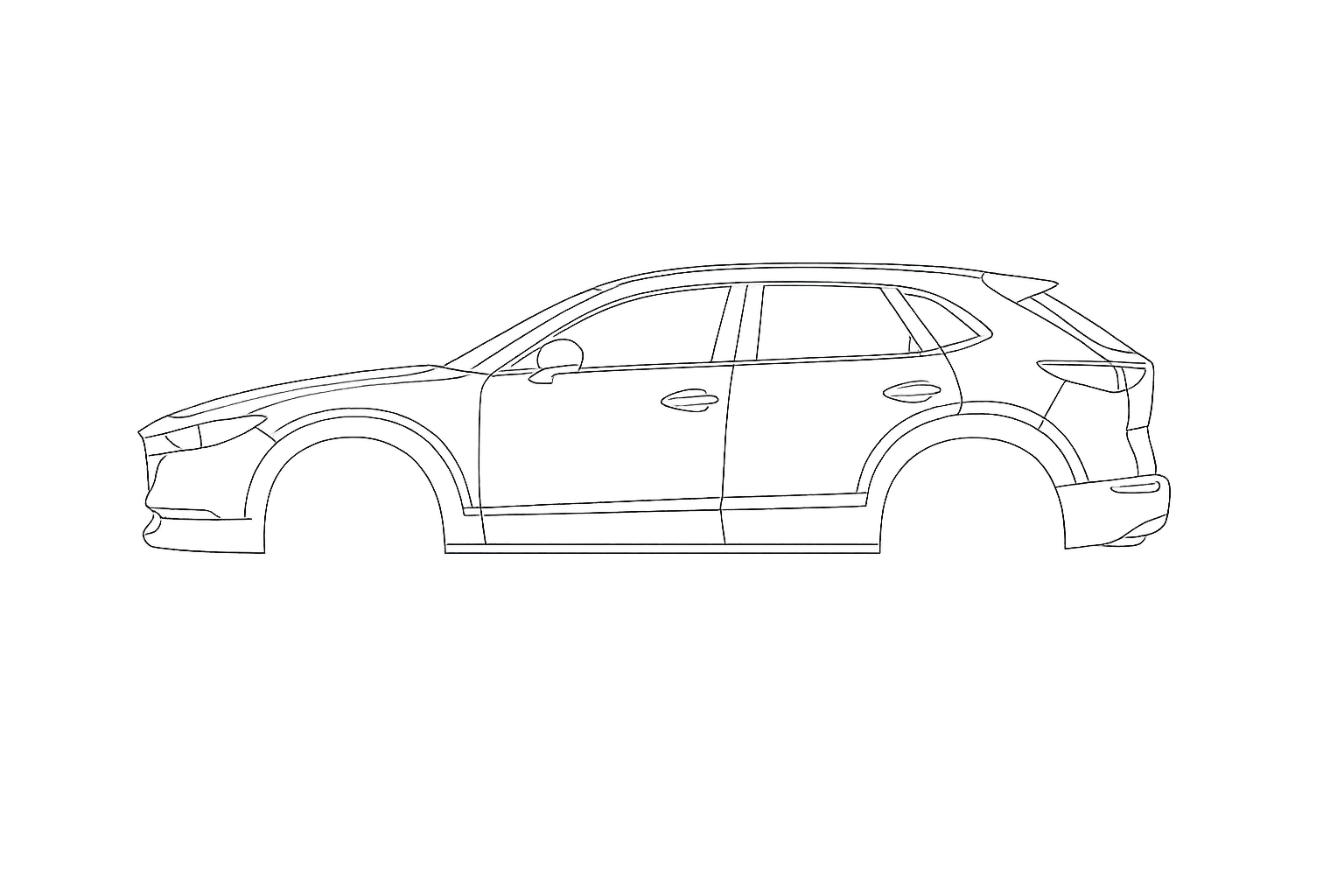 Mazda CX-30 window outline diagram