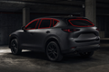 2023-2026 Mazda CX-5 with front door, rear door, and rear cargo windows outlined in neon red showing precut tint kit coverage