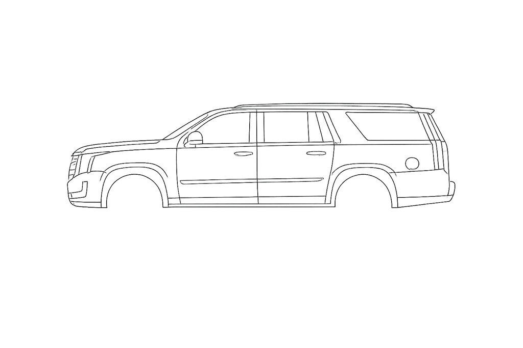 Cadillac Escalade window outline diagram