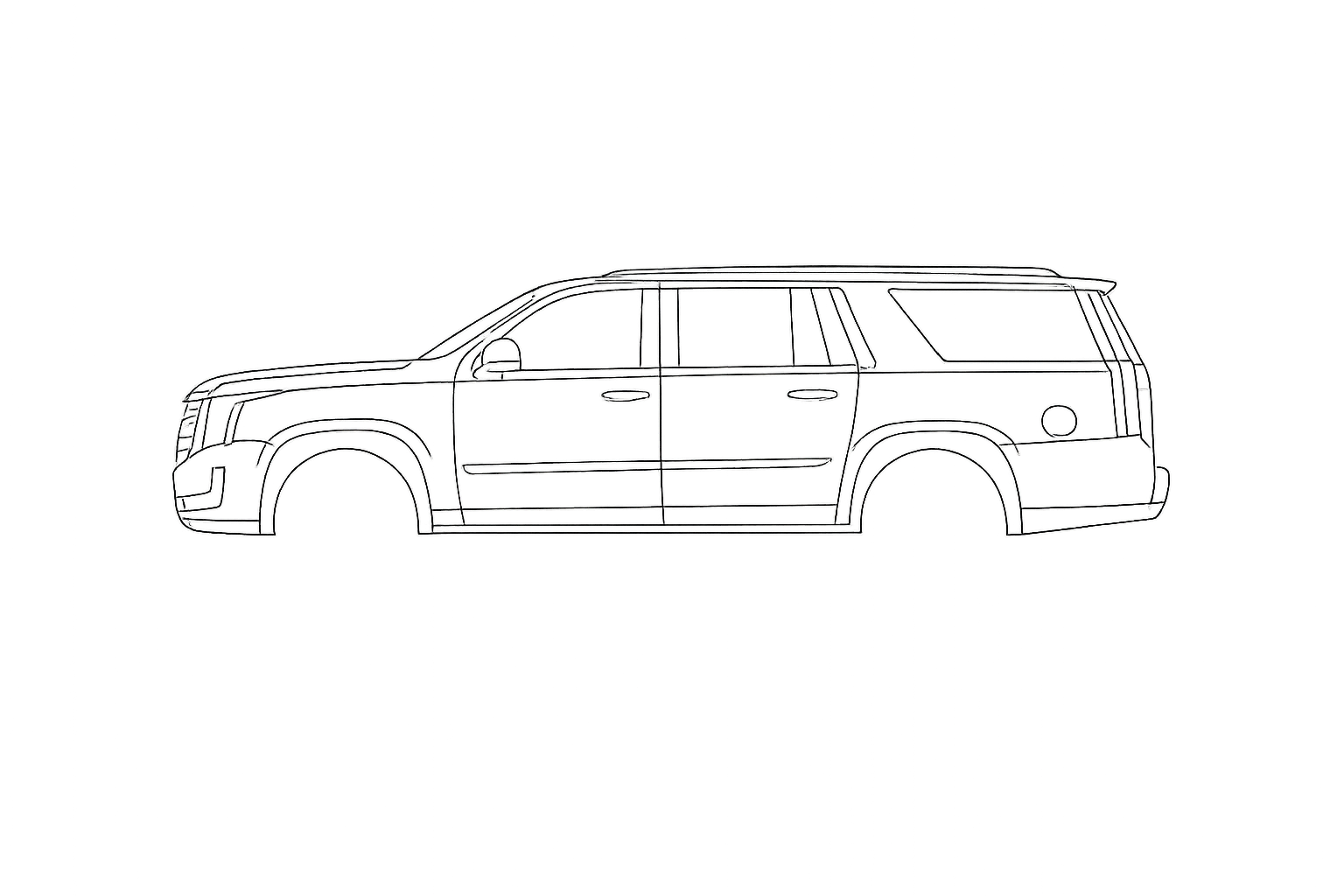 Cadillac Escalade window outline diagram