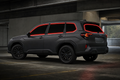 2025-2026 Subaru Forester with front door, rear door, and rear cargo windows outlined in neon red showing precut tint kit coverage