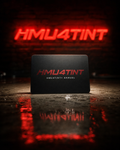 HMU4TINT+ Annual Membership — matte black card with red foil HMU4TINT logo on wet concrete