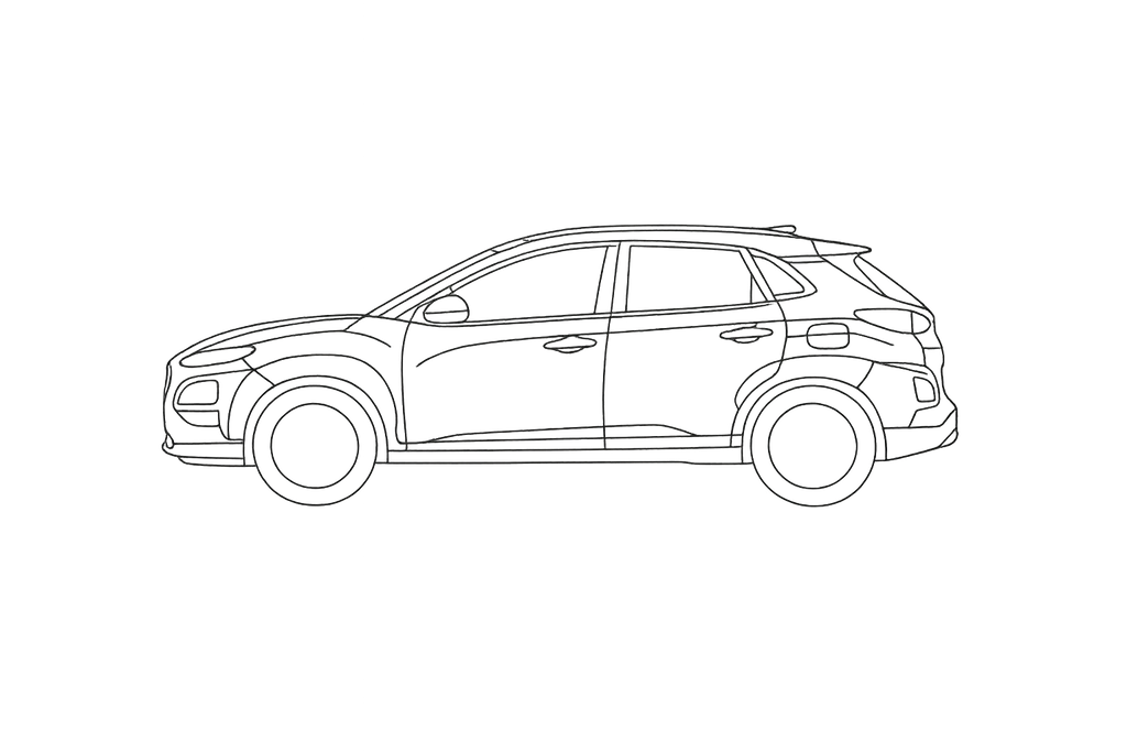 Hyundai Kona window outline diagram