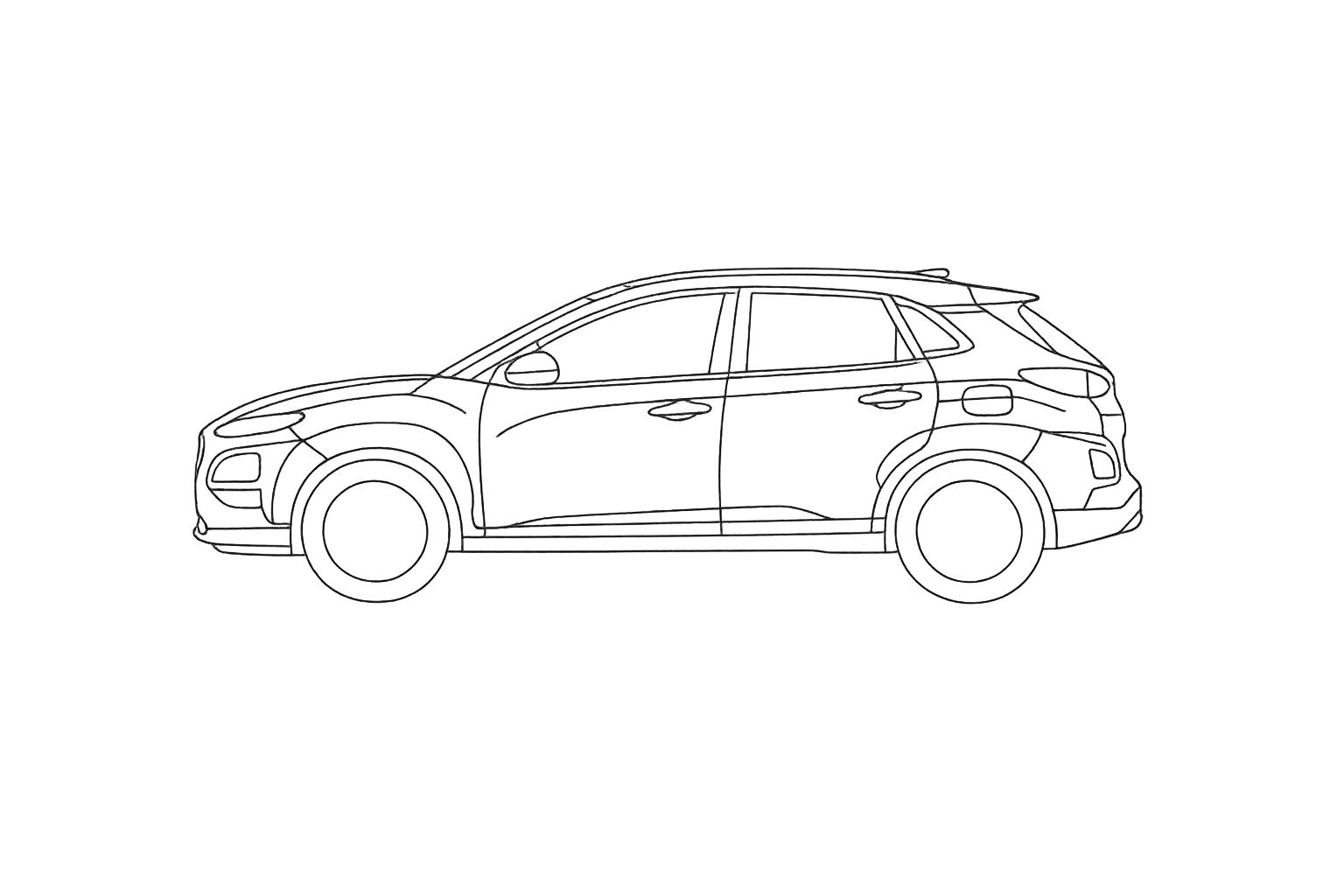 Hyundai Kona window outline diagram