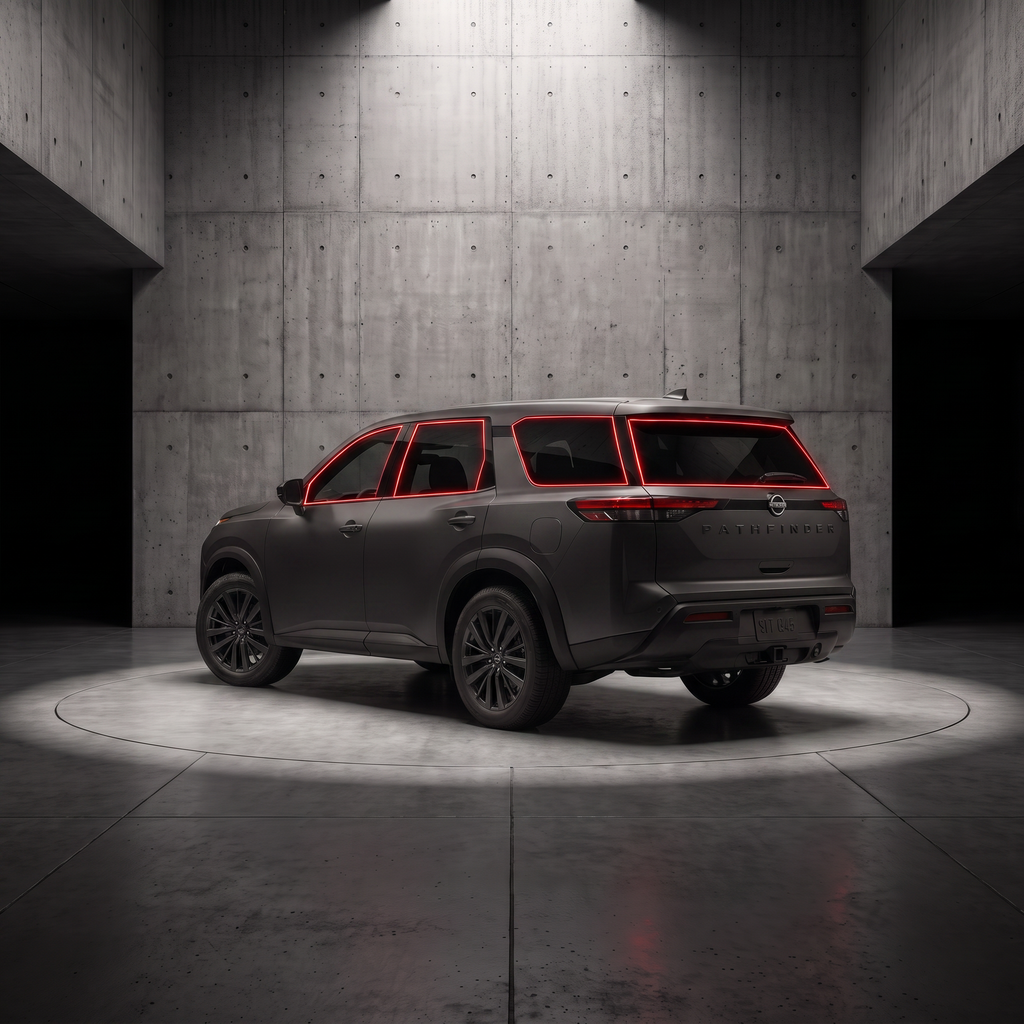 2022-2026 Nissan Pathfinder with red glow outlining each tintable window