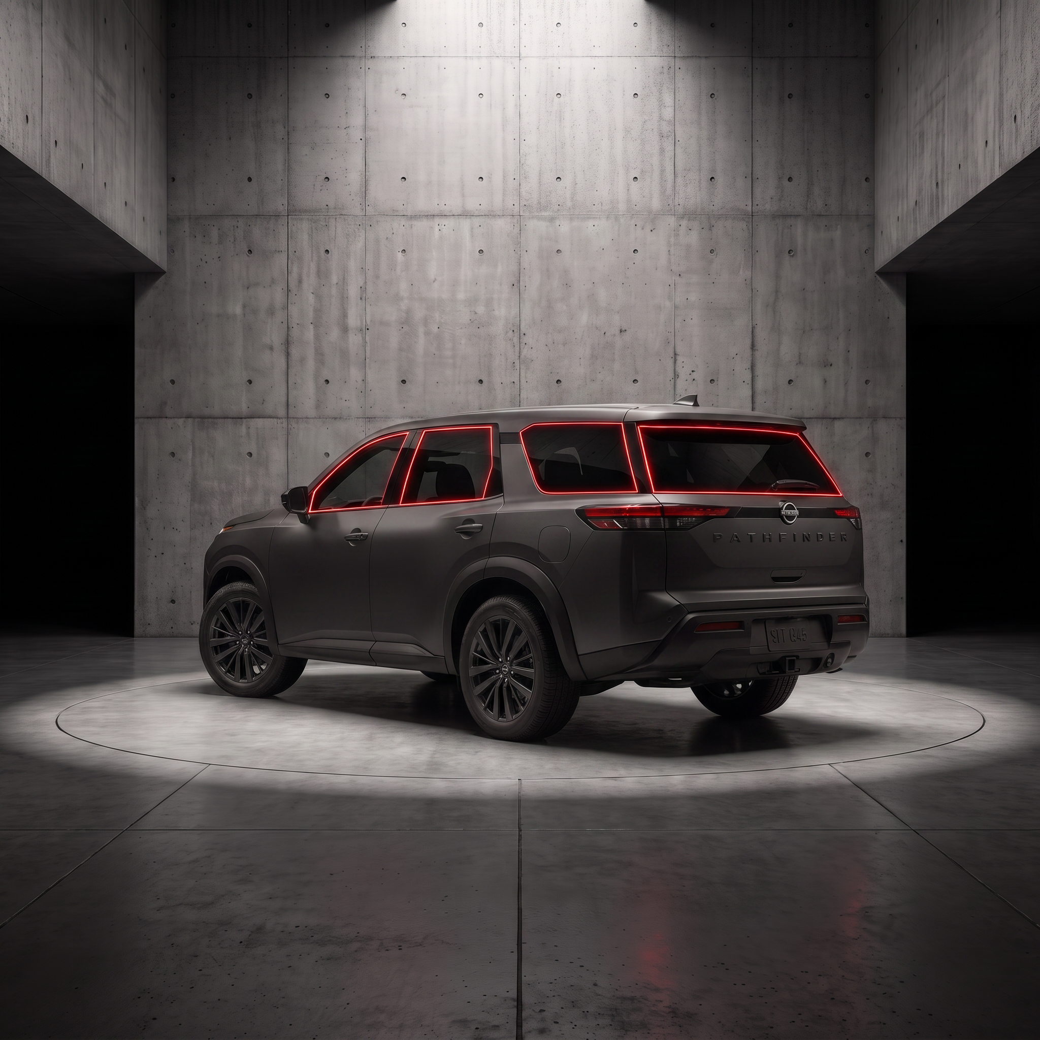 2022-2026 Nissan Pathfinder with red glow outlining each tintable window