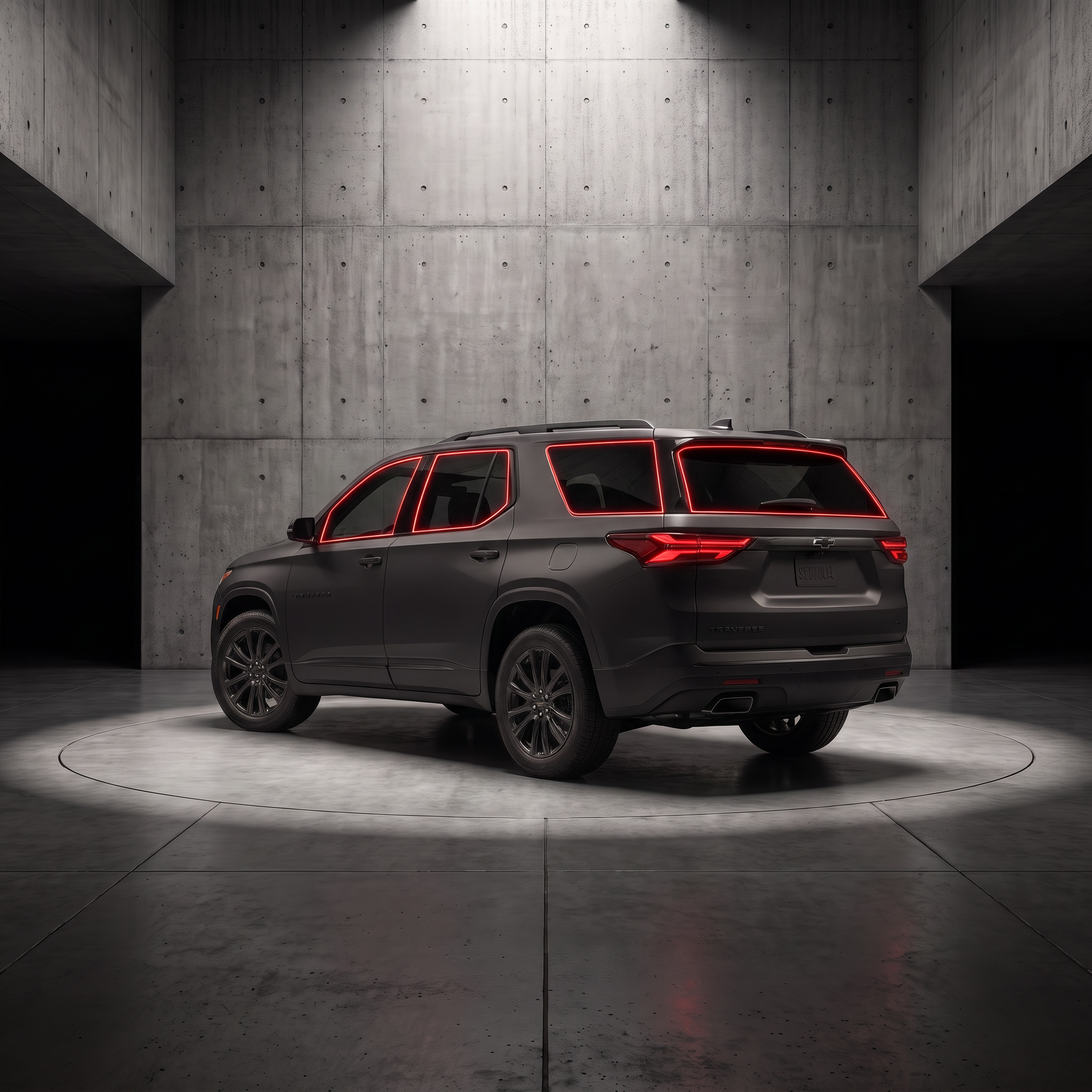 2024-2026 Chevrolet Traverse with red glow outlining each tintable window