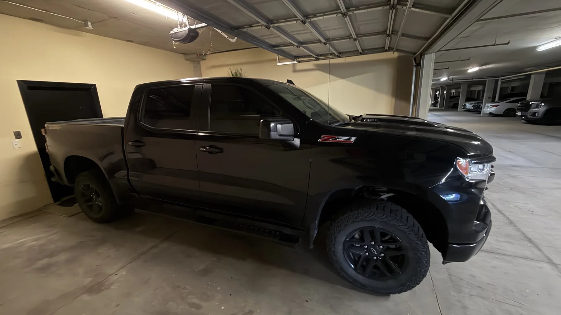 Black 2019 Chevrolet Silverado Trail Boss after a real HMU4TINT installation